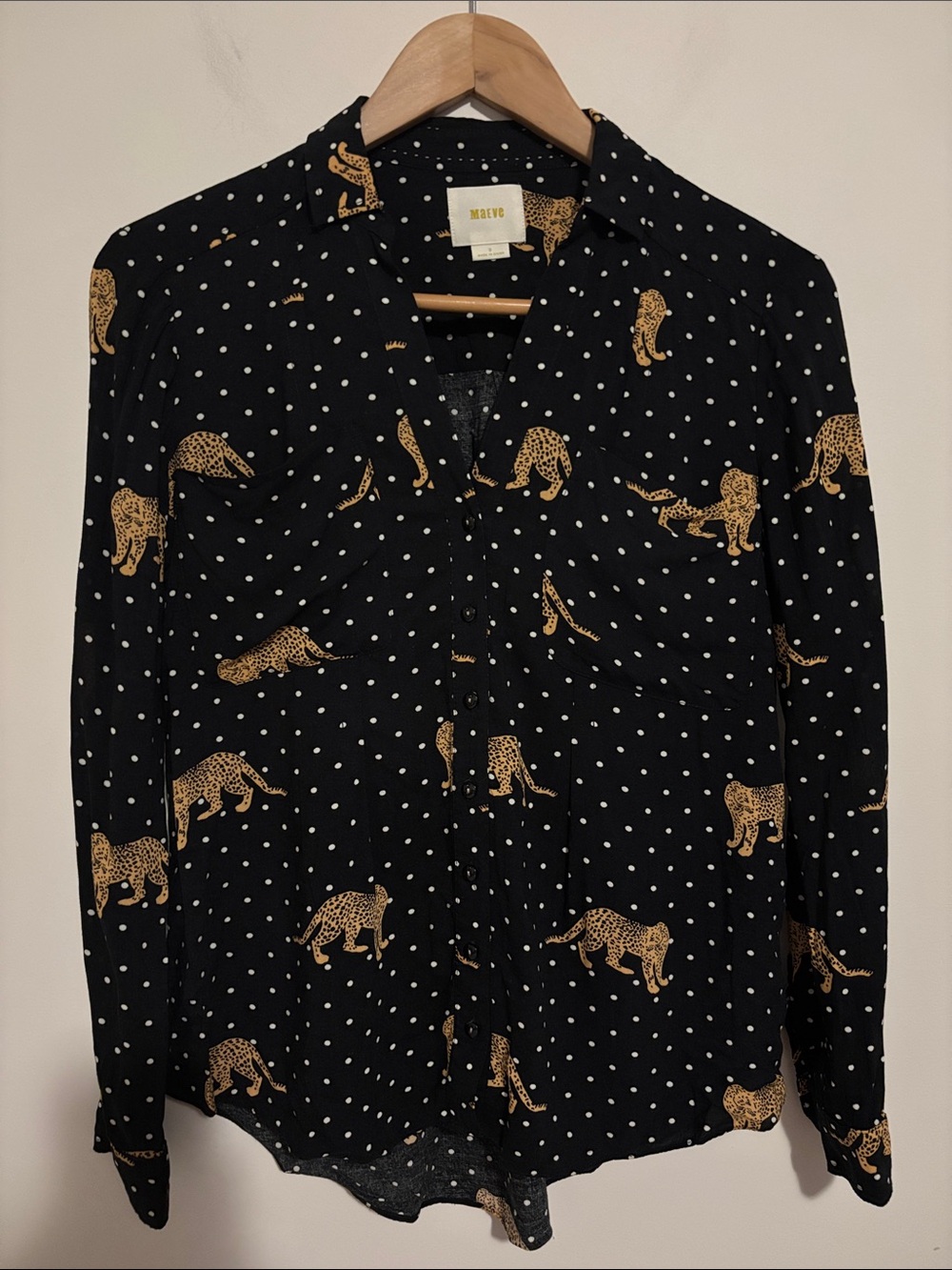 Maeve Anthropologie Leopard Blouse Button-up Shirt